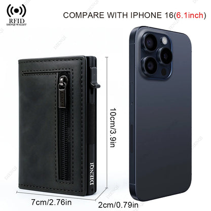 Magnetic Credit Card Holder Luxury Men Wallet Rfid Blocking Pop Up Minimalist Wallet Leather Bank Cardholder Case Vallet for Men