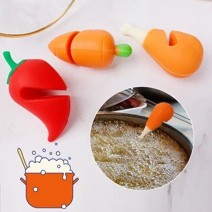 3/1PCS House Silicone Pot Lid Anti-Overflow Stoppers Pot Cover Lifter Holder Carrot Pepper Chicken Leg Sets Rack Kitchen Gadgets