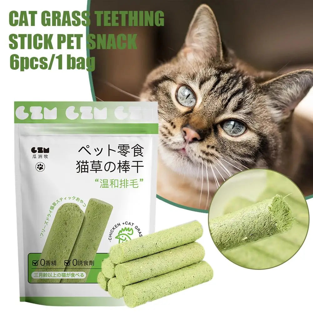 6pcs/set Cat Grass Scented Stick Pet Snacks Hairball Removal Mild Car Tooth Cleaning Cat Grass Stick Pet Supplies 2024