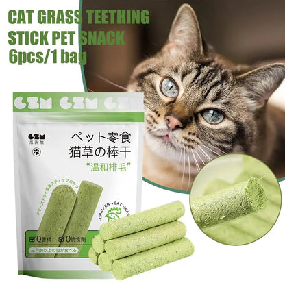 6pcs/set Cat Grass Scented Stick Pet Snacks Hairball Removal Mild Car Tooth Cleaning Cat Grass Stick Pet Supplies 2024