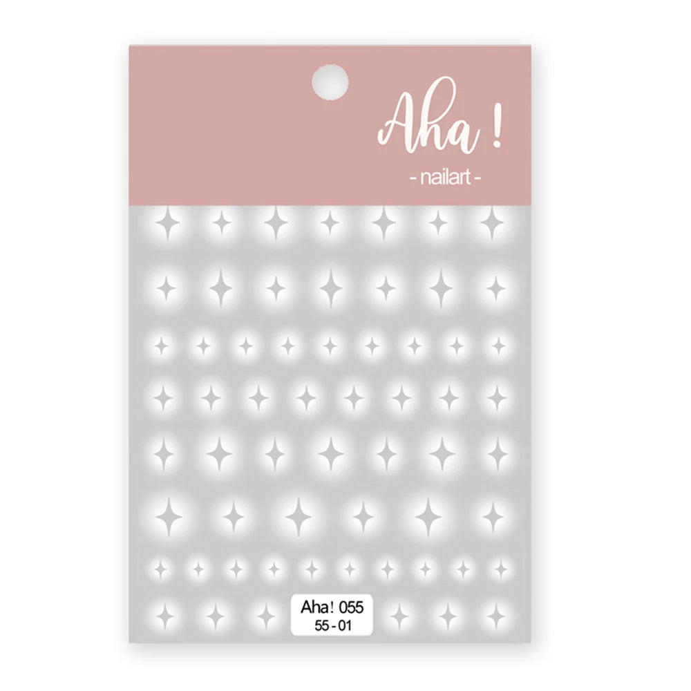 1-Pc aHA Nail Sticker Decals 5-points Stars White Color Nail Decals Self-Adhesive aha! Star and Moon Slider Sticker  FST#23E