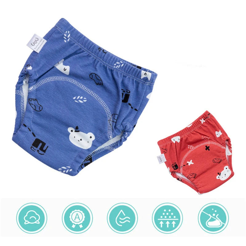 6 Layer Newborn Cartoon Baby Cotton Training Cloth Diaper Underwear Pant Reusable Washable Infant Nappies Child Learning Panties