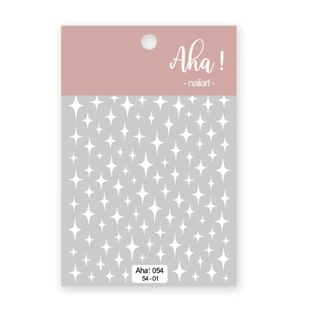 1-Pc aHA Nail Sticker Decals 5-points Stars White Color Nail Decals Self-Adhesive aha! Star and Moon Slider Sticker  FST#23E