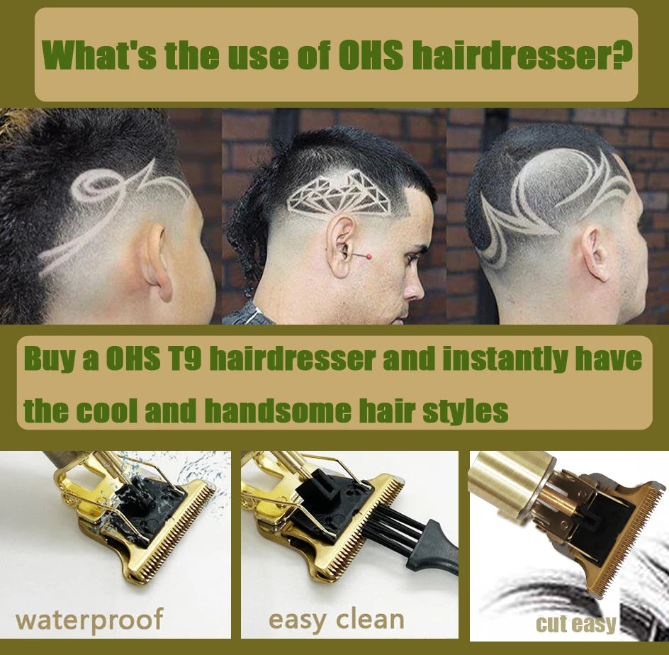 OHS Electric Hair Clipper Professional USB Cordless Clipper Professional Beard Trimmer Haircut Grooming Kit Hair Cutting Machine