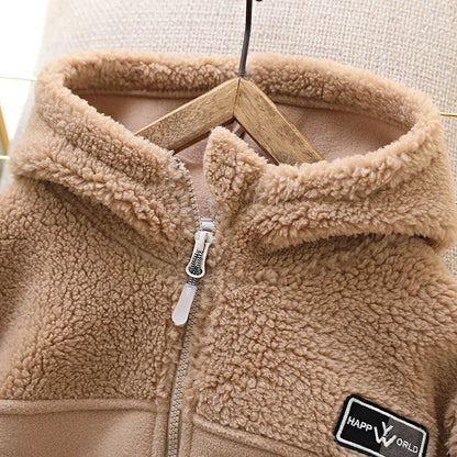 IYEAL Children's  Jacket Coat  Autumn Winter Warm Fleece Outerwear Boys Clothing Fleece Thickened Boy Clothes 4  8 to 10 years