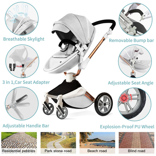 Hot Mom F023 Light gray Baby Stroller Light 2 in 1 rotatas