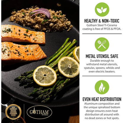 Copper Cast 5 Piece Cookware,Pots and Pan Set with Triple Coated Nonstick Copper Surface & Aluminum Composition for Even Heating
