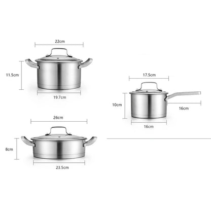 3Pcs Stainless Steel Pot Set