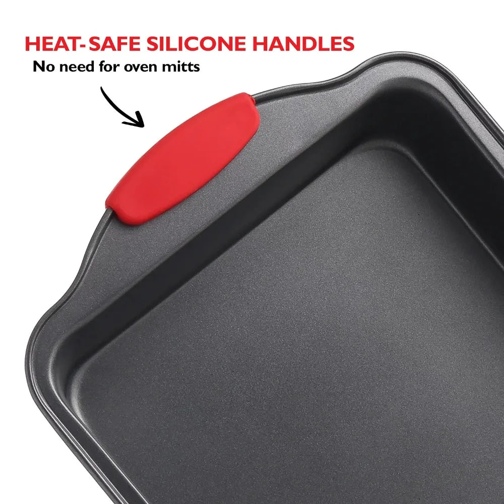 2023 New Carbon Steel Bakeware Set - 15-Piece Baking Tray Set with Silicone Handles - Oven Safe Cookie Sheets