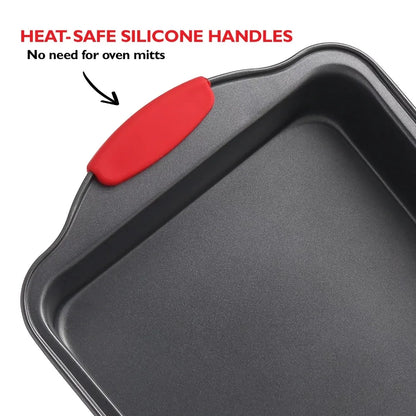 2023 New Carbon Steel Bakeware Set - 15-Piece Baking Tray Set with Silicone Handles - Oven Safe Cookie Sheets