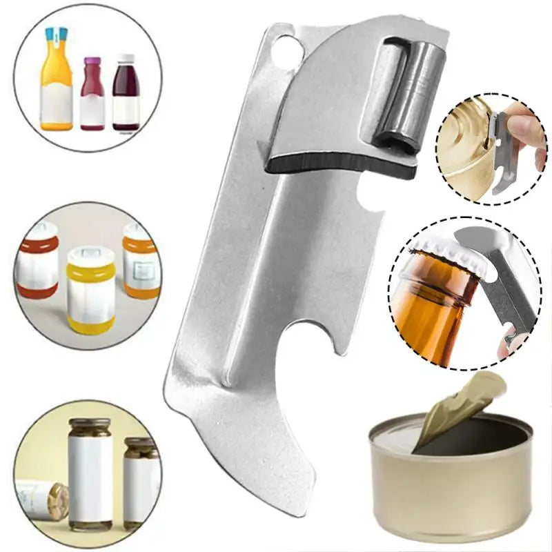 1pc Multifunction Can Opener Folding Mini Opener Safety Side Cut Manual Tin Polished Stainless Steel Opener Cans Kitchen Tools