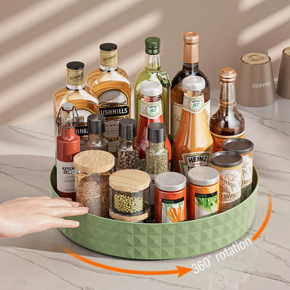 Kitchen Storage Spice Rack 360 Degree Rotating Cabinet Organizer Tray Plate Cosmetic Organizer Non-Slip Spice Round Rack Holder