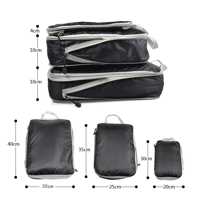 Travel Storage Bag Compressible Packing Cubes Travel Suitcase Luggage Organizer Foldable Waterproof Nylon HandbagTravel Bag