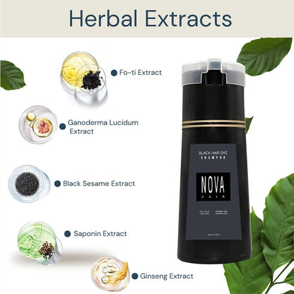 Nova Hair Dyeing Shampoo White Hair Quickly Dyed Black 3-in-1 Shampoo Fluffy Oil Control Hair Care Products Nourish Hair Shampoo