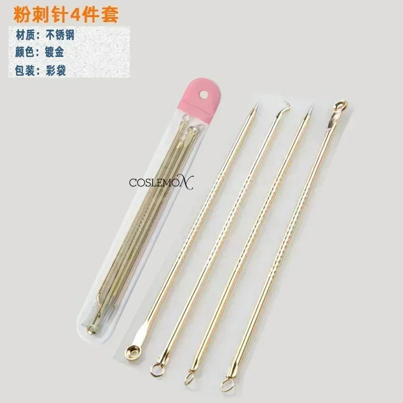 4pcs/set Stainless Steel Acne Needle Face Care Blackhead Pimple Remover Extractor Point Clean Whitehead Blemish Skin Care Tools