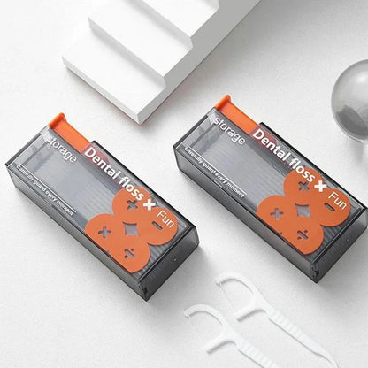 Portable Floss Dispenser Includes 10Pcs Floss Automatic Ejectable Floss Organiser Oral Care Press-on Disposable Flossing Sticks
