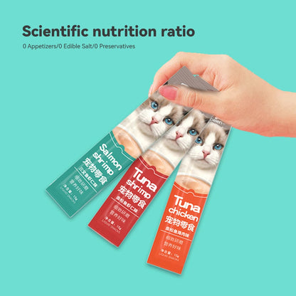 30 PCS Cat Strips Wet Food Snacks Nutritious with Fresh Ingredients Cat Snacks 3 Flavours Fattening for Cats Pet Food