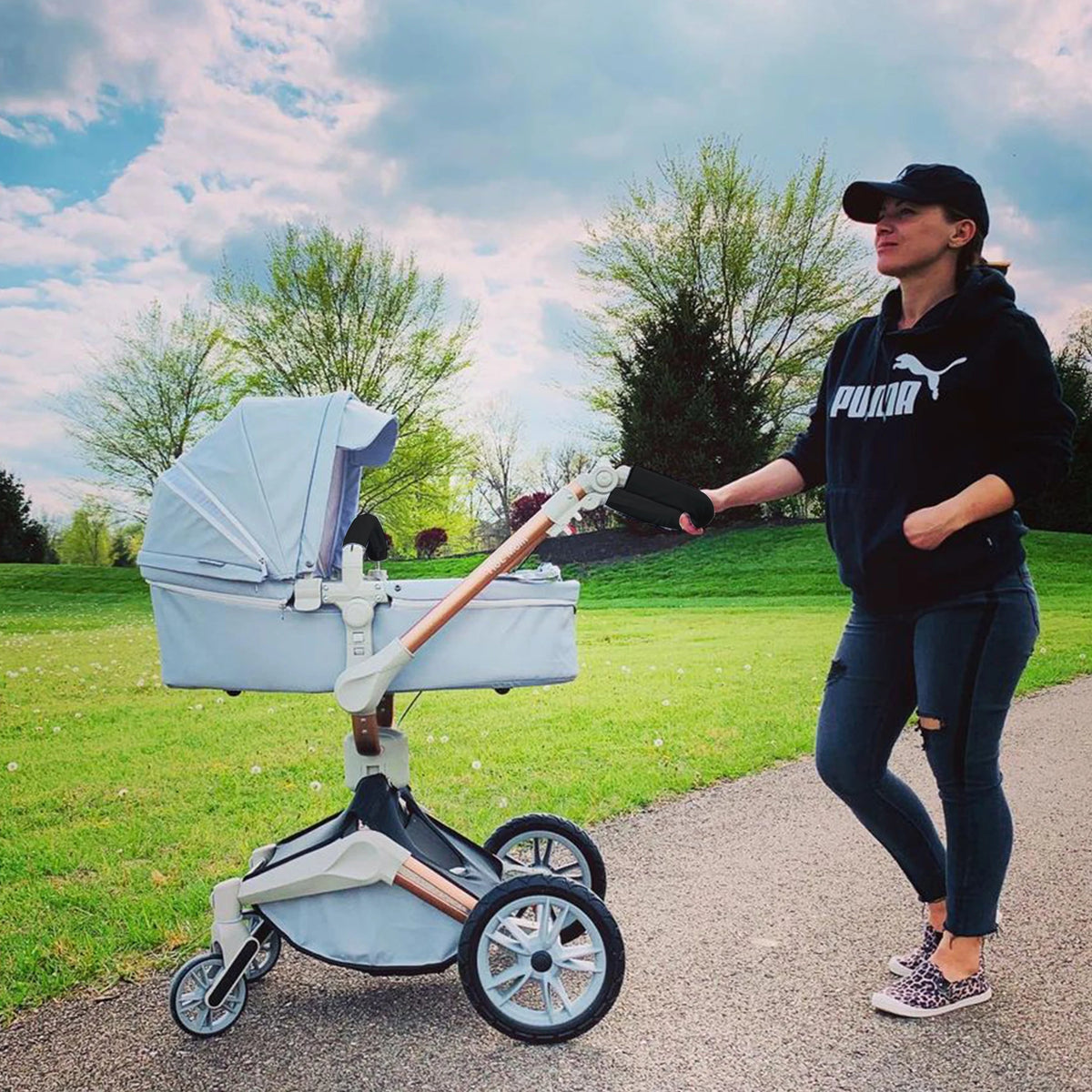 Hot Mom F023 Light gray Baby Stroller Light 2 in 1 rotatas