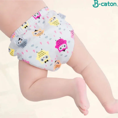 B Caton Cartoon Print Reusable Baby Diaper 6-layer Waterproof Cotton Diaper Cloth for Baby Breathable Training Pants Toddler