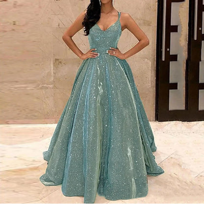 Buy Elegant Backless Sequin Party Dress for parties. It features sparkling sequins with a backless A-line fit for evening wear.