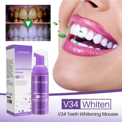 V34 Mousse Toothpaste 50ml Teeth Whitening Removing Yellow Teeth Cleaning Tooth Stain Oral Fresh Tooth Oral Cleaning Product