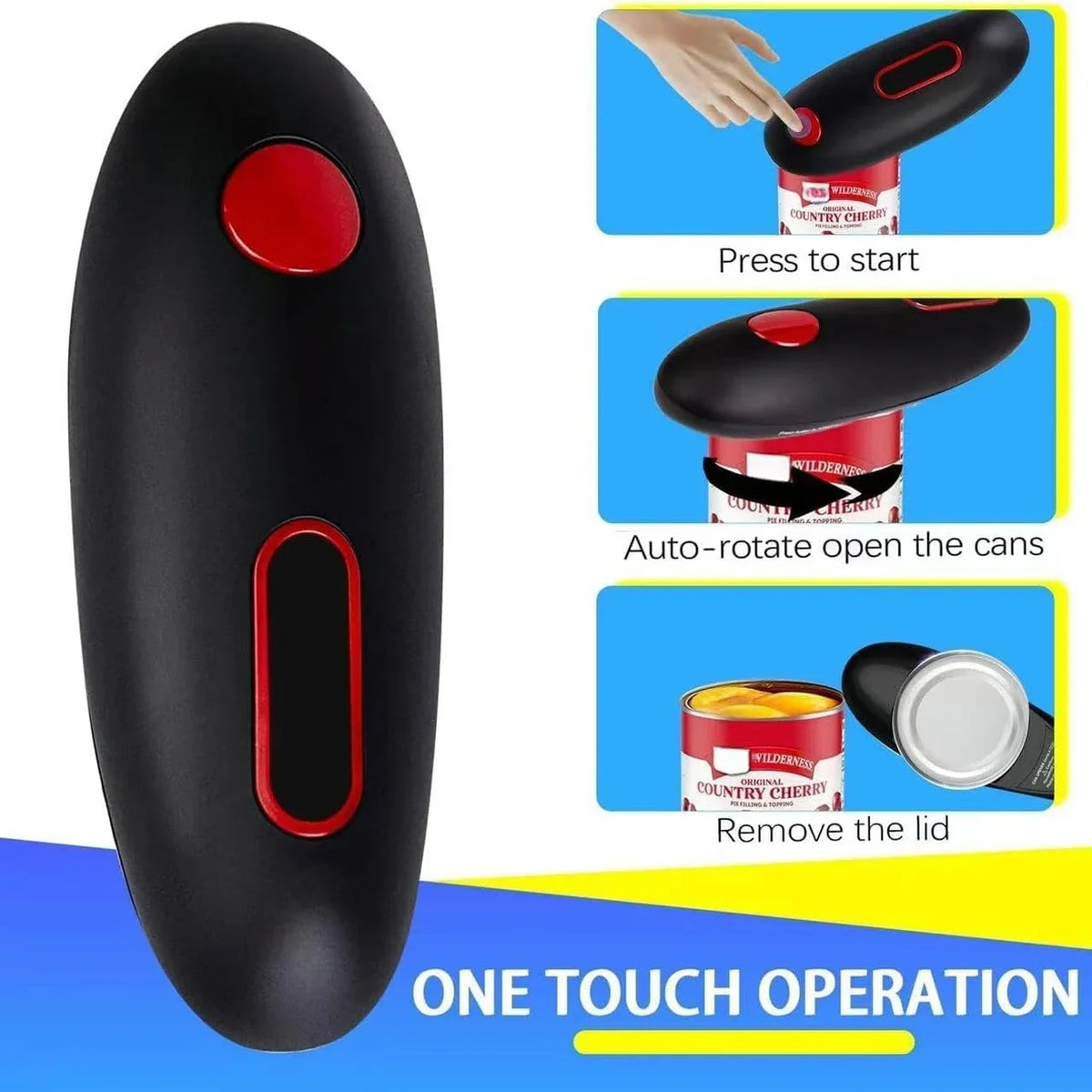 Electric Can Opener One Touch No Sharp Edge Can Opene Machine Battery Powered Portable Automatic Jar Opening Kitchen Tool Gadget