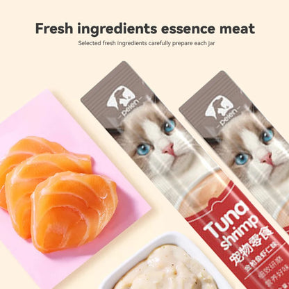 30 PCS Cat Strips Wet Food Snacks Nutritious with Fresh Ingredients Cat Snacks 3 Flavours Pet Food Fattening for Cats