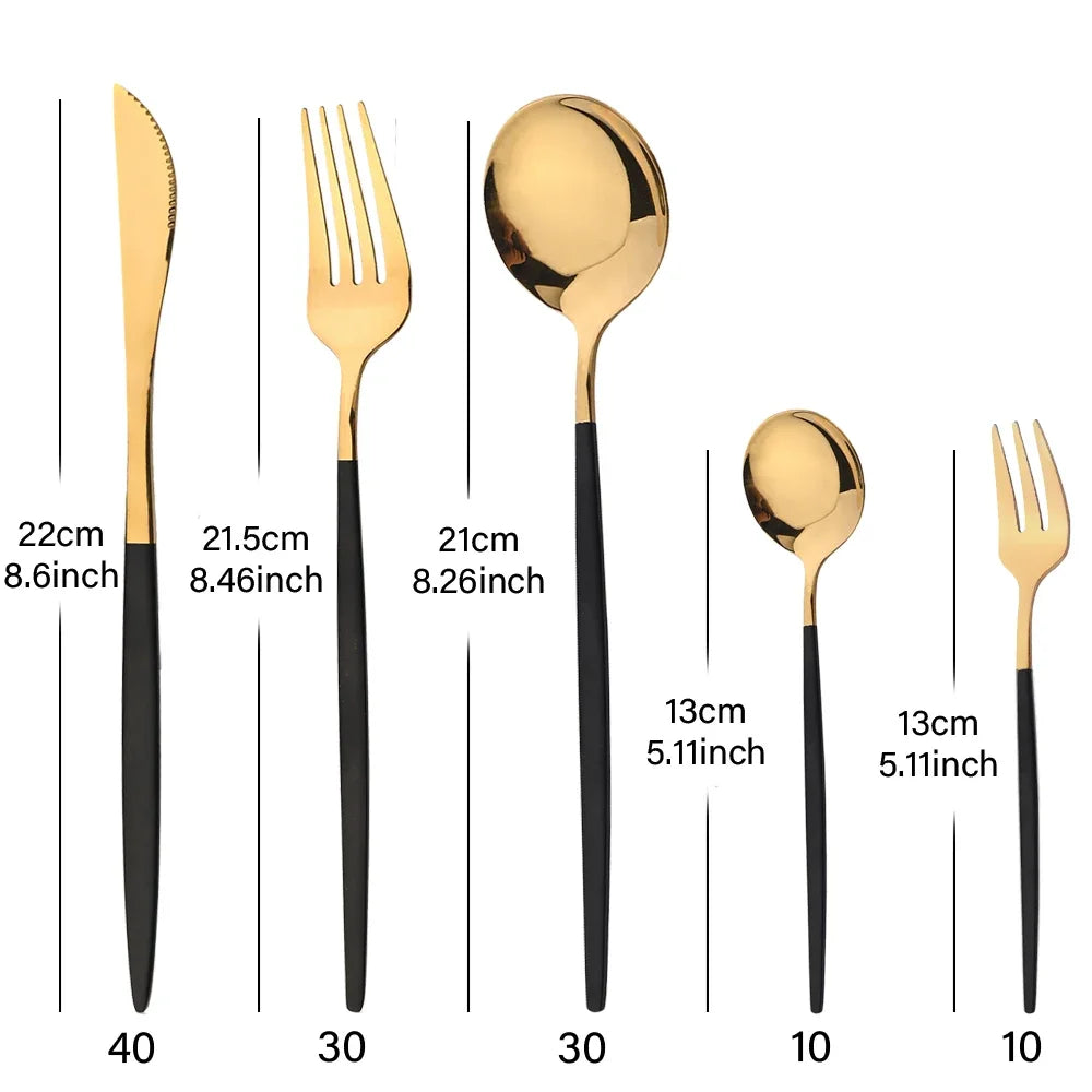 30 Piece Stainless Steel Cutlery Set | Knife Fork Tea Spoon Set