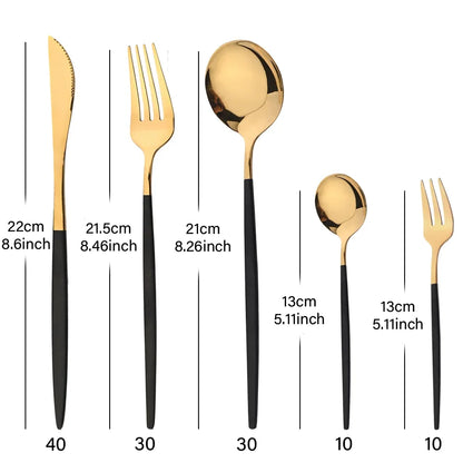 30 Piece Stainless Steel Cutlery Set | Knife Fork Tea Spoon Set