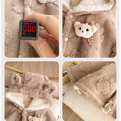 IYEAL Super Cute Baby Autumn Winter Clothes, Windproof Cloak Jacket For Going Out, Baby With Plush And Thick Shawl For Warmth