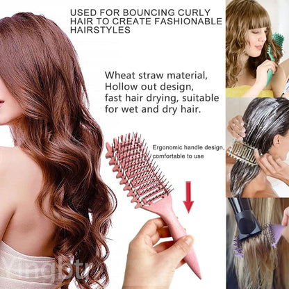 Curly Hair Brush Hollow out Curl Define Styling Brush Beard Comb Styling Detangling Brush Multi-purpose Home Styling Tools