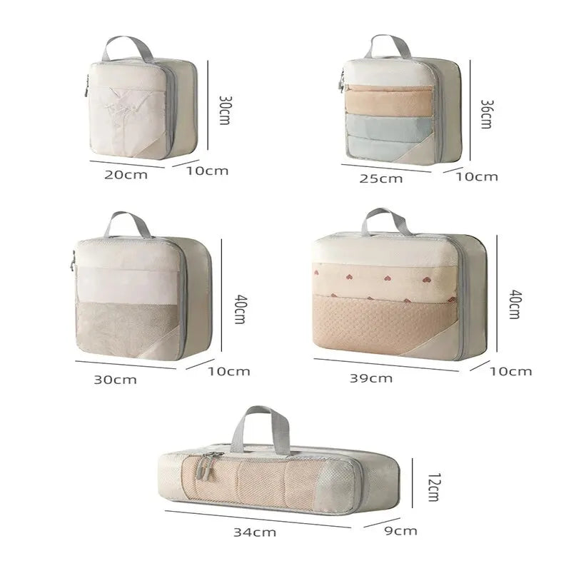 Travel Storage Bag Compressible Packing Cubes Carry on Travel Suitcase Luggage Organizer Foldable Waterproof HandbagTravel Bag