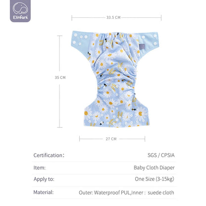 Elinfant Baby Reusable Washable Diaper Cloth  Suede Cloth Inner With One Pocket Fit 3-15kg Baby Cloth