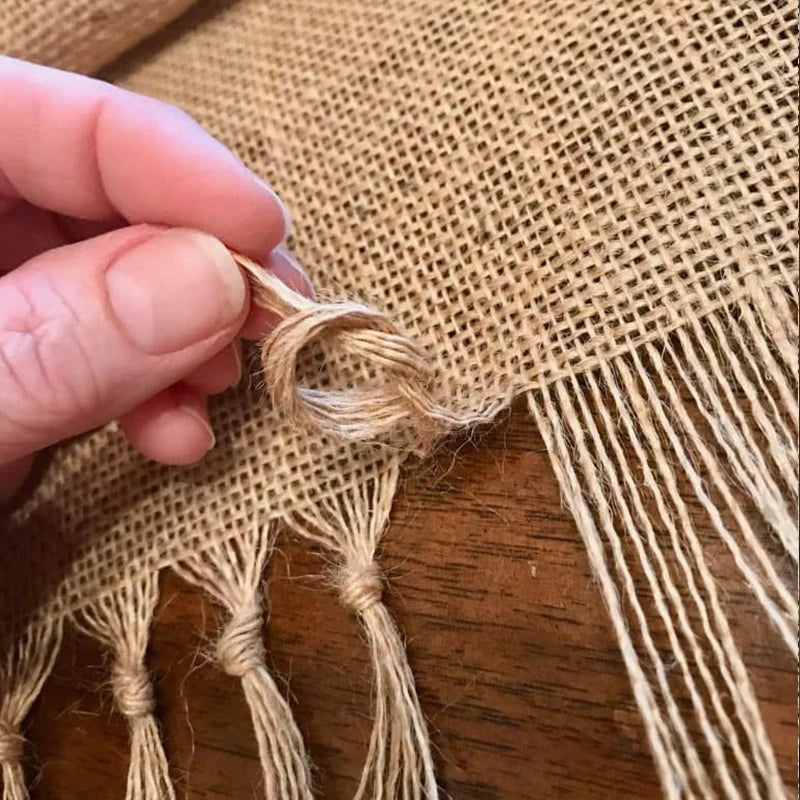 Natural Jute Tablerunner Tassel for Christmas Home Table Decoration Table Flag Cloth Wedding Decoration Table Runner
