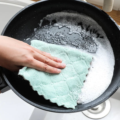 Glass Window Dish Cleaning Cloth Microfiber Kitchen Cleaning Towel Anti-Grease Wiping Rags Absorbable Fish Scale Wipe Cloth
