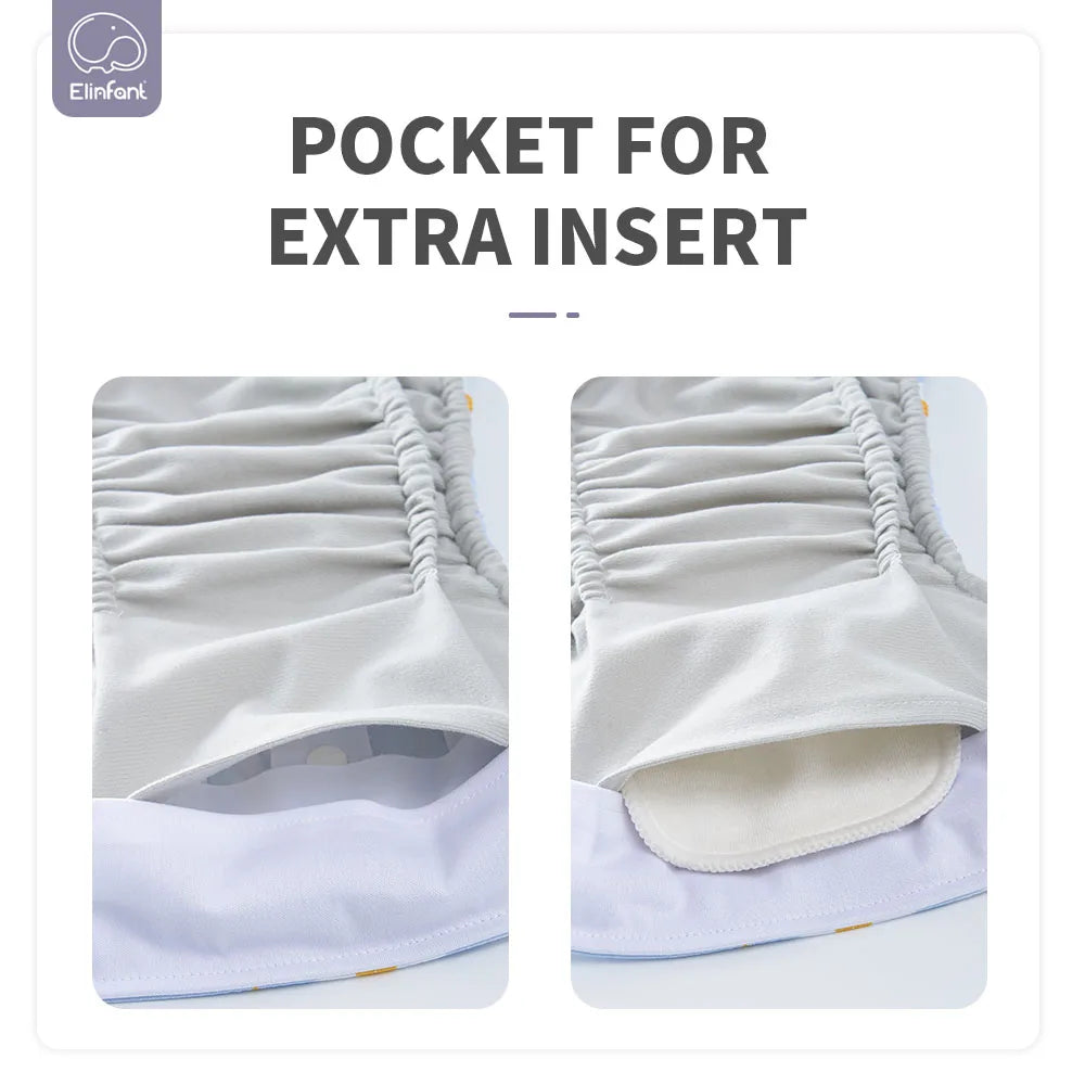 Elinfant Baby Reusable Washable Diaper Cloth  Suede Cloth Inner With One Pocket Fit 3-15kg Baby Cloth