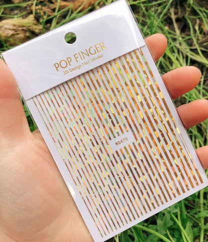 Stripe Line Nail Sticker Decal Thin Lining Line Art Self-Adhesive Peel Off Silver /Gold /White /Black Gold Stickers Accessories