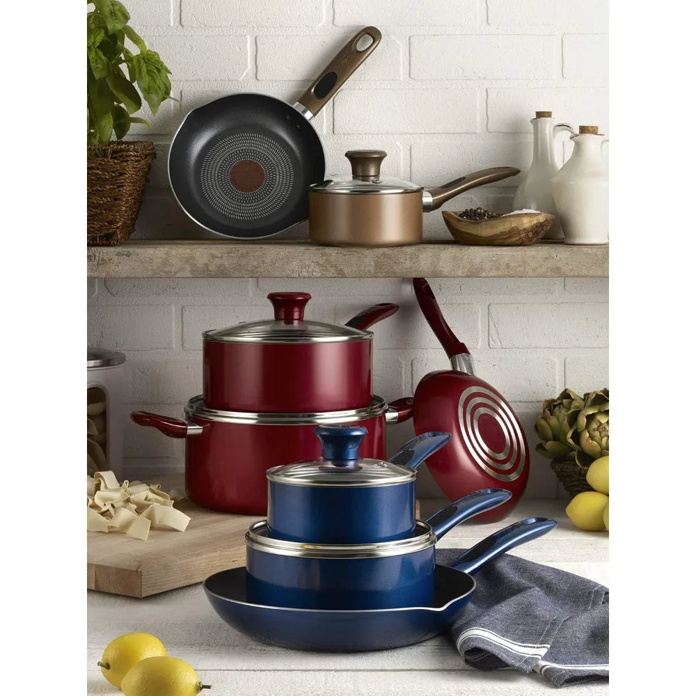 Excite ProGlide Nonstick Thermo-Spot Heat Indicator Dishwasher Oven Safe Cookware Set, 14-Piece