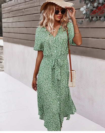 Elevate your wardrobe with a boho midi dress for women, featuring short sleeves & breezy, beach-ready designs for summer style.