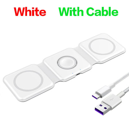 Keep charging simple at home or away with the 3 in 1 Foldable Wireless Charger designed to fold neatly for simpler packing.