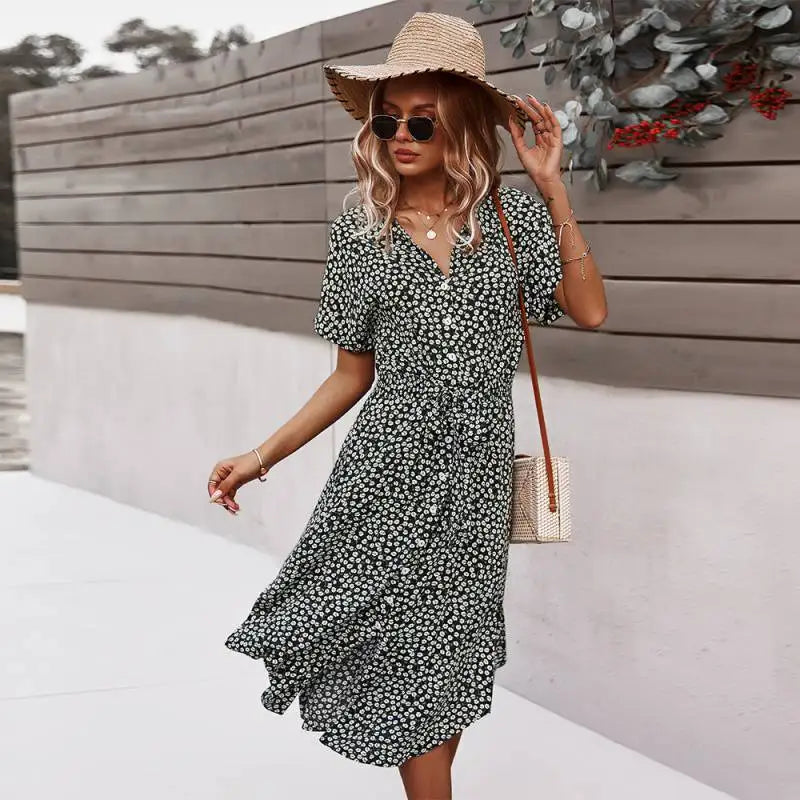 Elevate your wardrobe with a boho midi dress for women, featuring short sleeves & breezy, beach-ready designs for summer style.