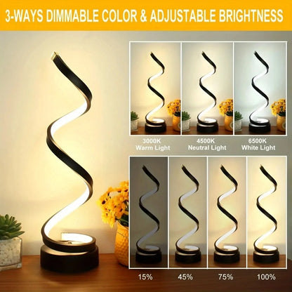 Upgrade your table lamps for living room with modern spiral LED design that offers dimmable lighting for relaxing evenings or work.