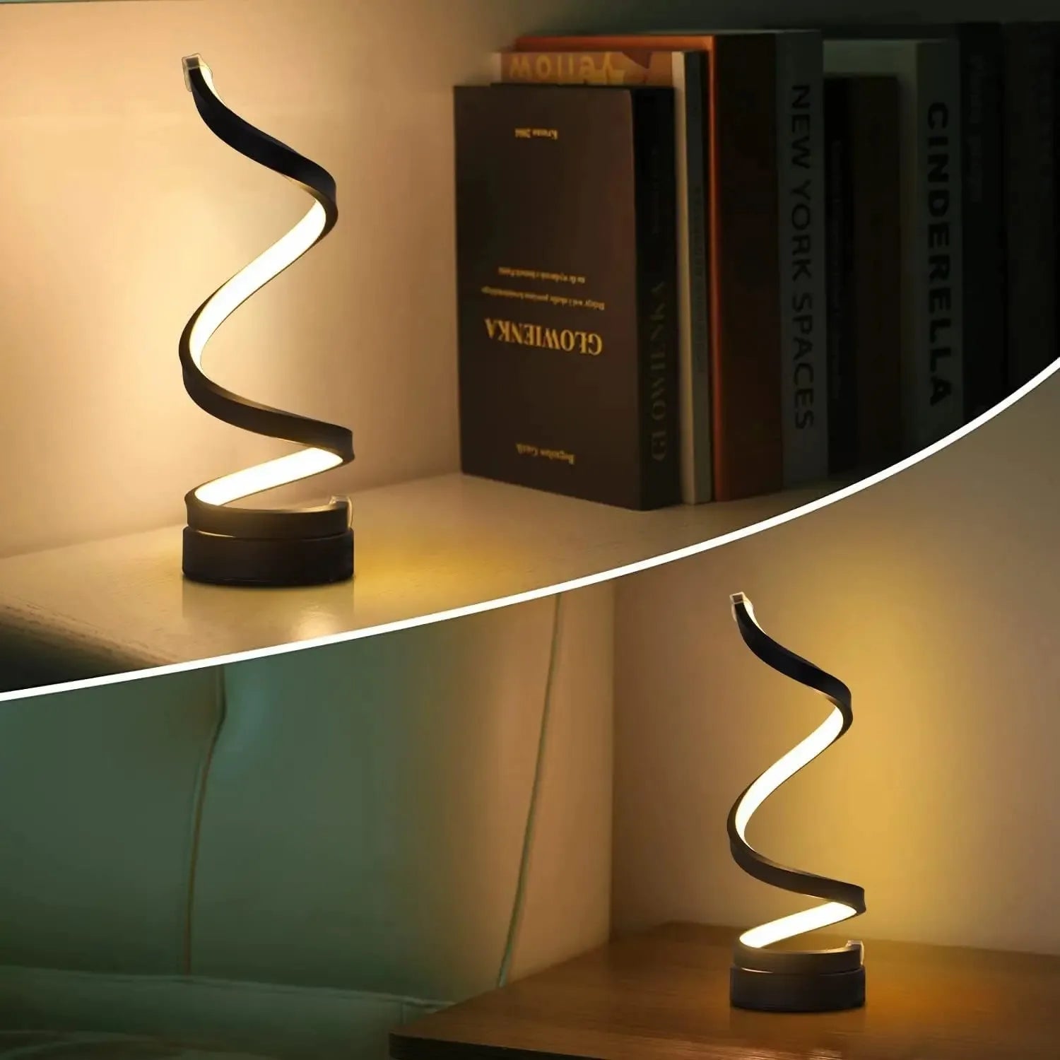 Upgrade your table lamps for living room with modern spiral LED design that offers dimmable lighting for relaxing evenings or work.