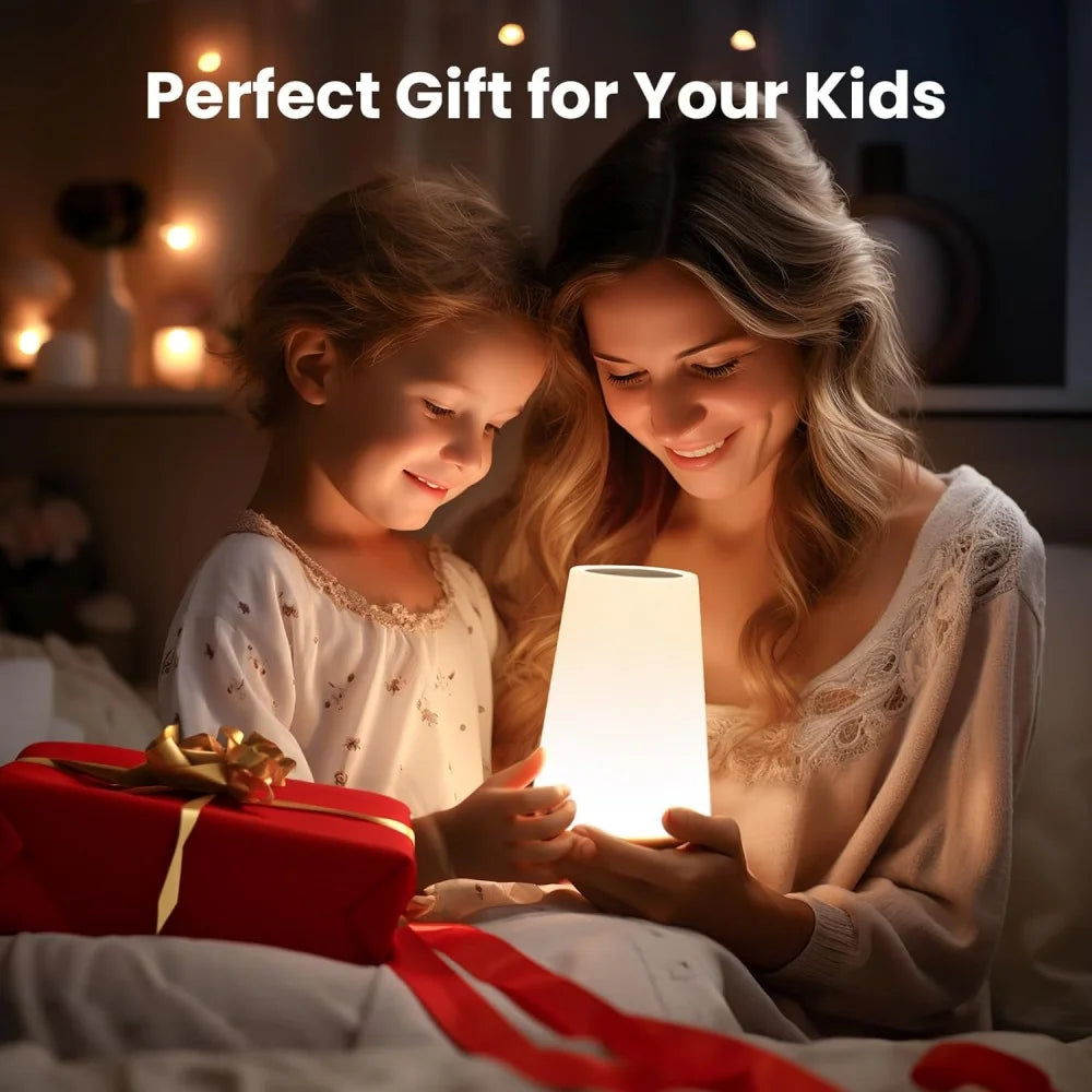 Order a Rechargeable Dimmable Touch Lamp for soft bedside lighting with 13 RGB colors that create a cozy glow for relaxing nights.