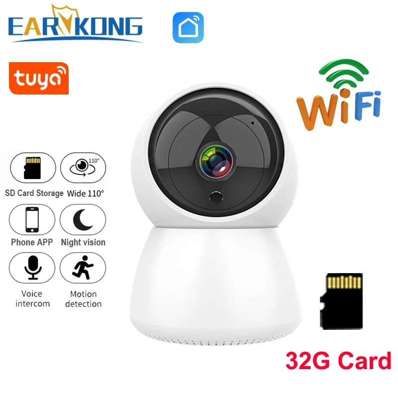 Shop for better home protection today with a Tuya WiFi Indoor Camera offering 2MP HD video & 15m IR night vision for added security.