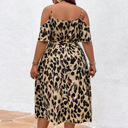 Love bold prints? This Plus Size Leopard Print Midi Dress offers a relaxed fit, V-neck design & detail for an easy summer look.