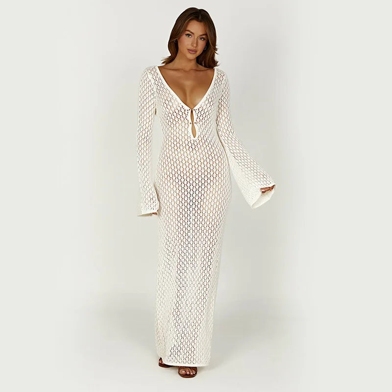 Shop a Deep V Neck Beach Dress online in the USA. Discover chic long-sleeve styles made for stylish beach trips and holidays!