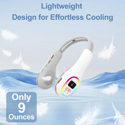 Order Rechargeable Neck Fan for hands-free cooling that provides adjustable airflow and a comfortable bladeless design.