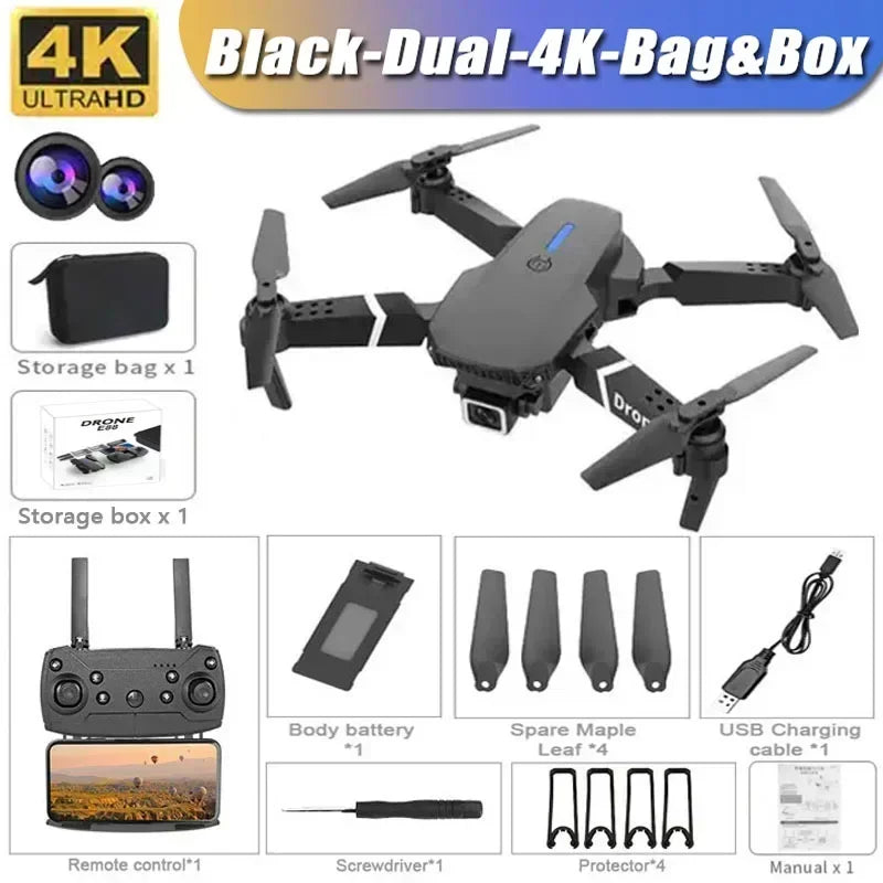 Buy the E88 Pro RC Drone for smooth FPV flights with a Wide Angle Dual HD Camera, foldable design, and height hold for easy control.