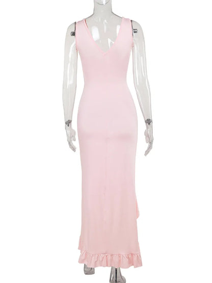 Discover the Deep V Neck Maxi Dress, designed with a flattering V neck and elegant silhouette for summer style and vacations.
